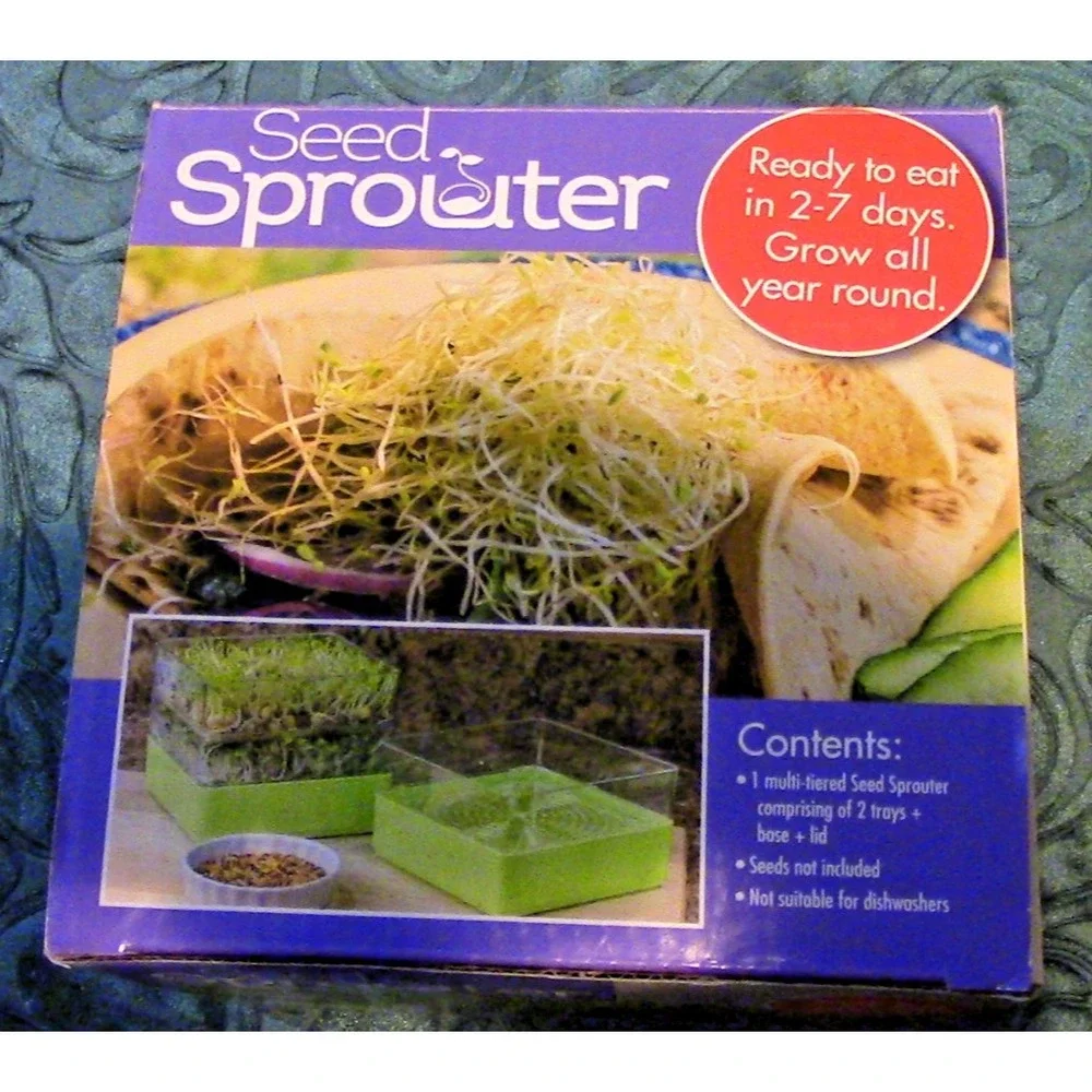 4-Tier Seed Sprouter Kit, Stackable Growing Trays for Bean and Micro Green Seeds